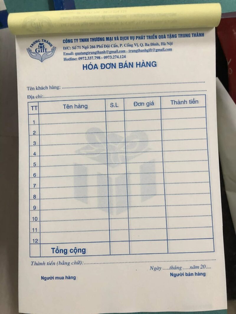 Hóa đơn in theo yêu cầu