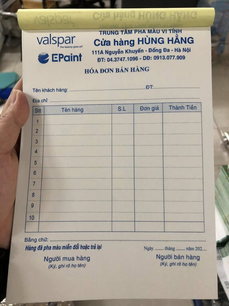 Hóa đơn in theo yêu cầu